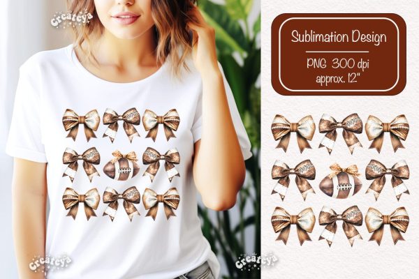 American Football PNG sublimation t-shirt design Bow png clipart Hot on Sale