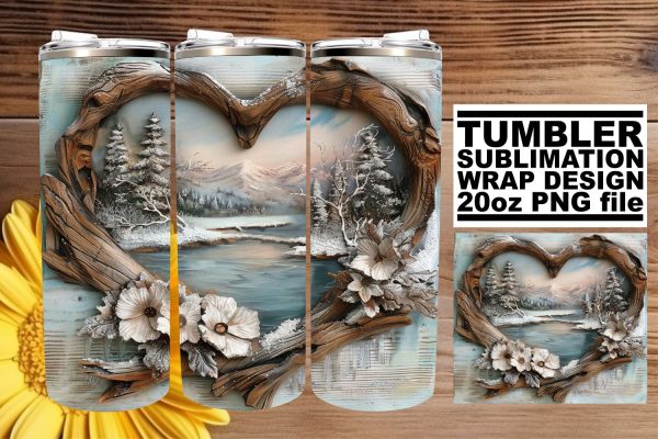 Holiday Tumbler Wrap 3D Heart Frame Winter Design Online Sale