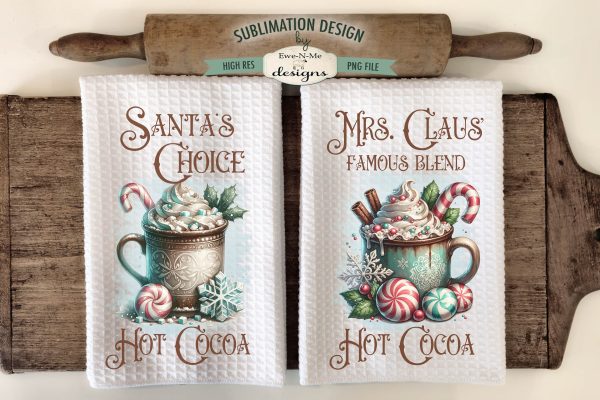Mrs Claus Cocoa Vintage Mug Sublimation Towel Design PNG on Sale