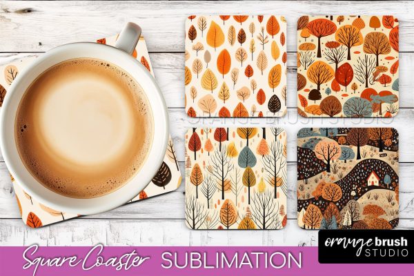 Fall Square Coasters - Autumn Forest Coaster Sublimation Cheap