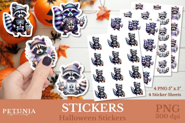 Iridescent Cute Raccoon Stickers | Halloween Stickers Supply