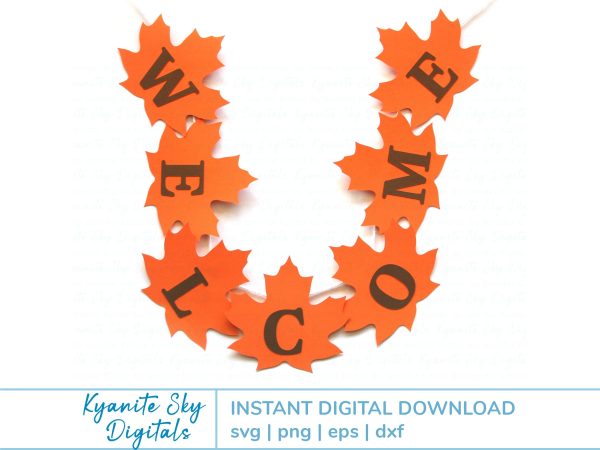 Fall Leaves Welcome Bunting SVG autumn paper garland banner Online now