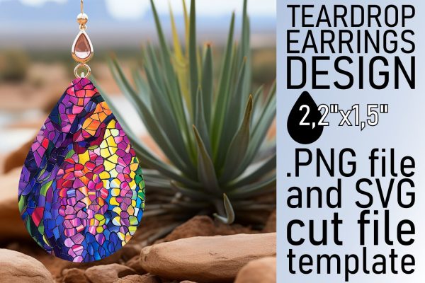 Vibrant Tree Teardrop Earrings Stained Glass Design For Sale