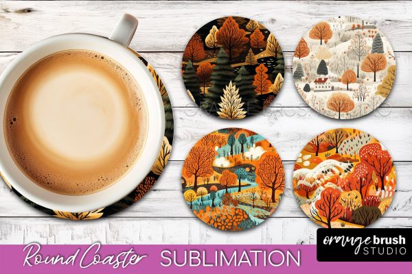 Fall Round Coasters - Autumn Forest Coaster Sublimation For Discount