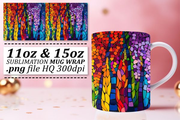 11oz 15oz Stained Glass Tree Wrap Colorful Mug Art Cheap