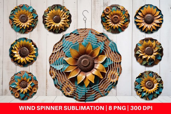 Wind Spinner 3D Carved Sunflower Online