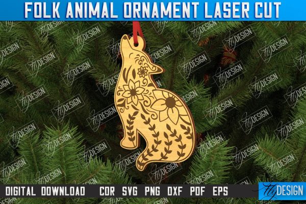 Folk Wolf Ornament | Rustic Design | Nordic Ornament | CNC File Online Hot Sale