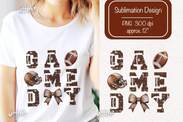 Game Day png Retro American Football PNG sublimation t-shirt design Bow png helmet clipart Online Hot Sale