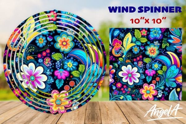 Flower wind spinner sublimation, floral paisley pattern on Sale