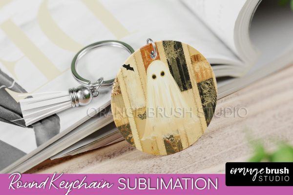 Patchwork Halloween Keychain - Ghost Keychain Sublimation Discount