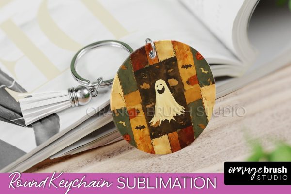 Patchwork Halloween Keychain - Ghost Keychain Sublimation Online now