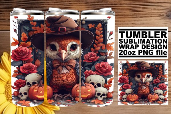 Fall Turkey Tumbler Wrap - 20oz Sublimation Design Hot on Sale