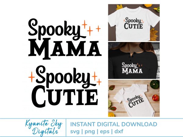 Spooky Mama Cutie SVG Halloween with sparkles mom and child Fashion