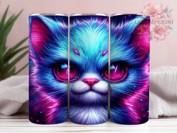 Halloween Neon Zombie Cat 20oz Tumbler Wrap PNG, Zombie Cat Tumbler PNG Sublimation Design, Straight & Tapered Tumbler Wrap, Instant Digital Download For Sale