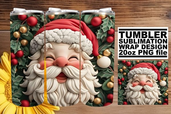 3D Christmas Santa Claus Wrap | 20oz Tumbler Design Online Hot Sale