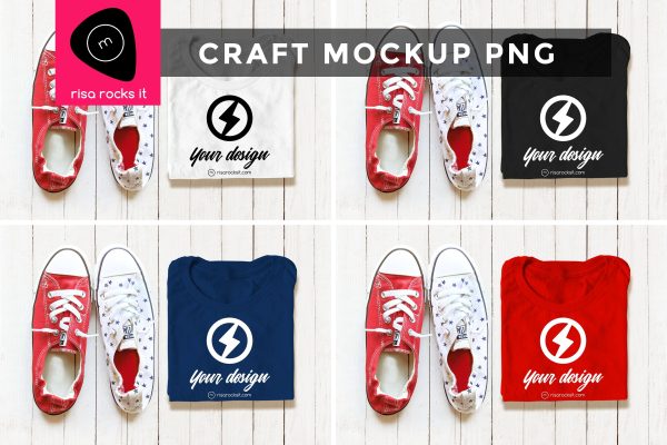 Patriotic Sneakers with Folded Tee Craft PNG Mockup Fashion