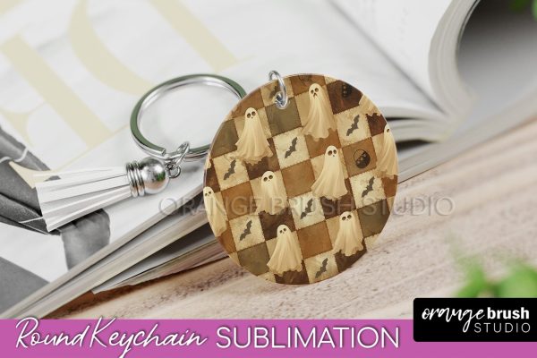 Patchwork Halloween Keychain - Ghost Keychain Sublimation Online
