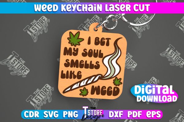 Weed Keychain | Weed Leaf Keyring | Cannabis Leaf | Herb Nerd | CNC File Online now