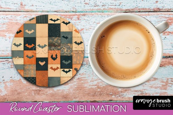 Ghost Coaster, Patchwork Halloween Round Coaster Sublimation Discount