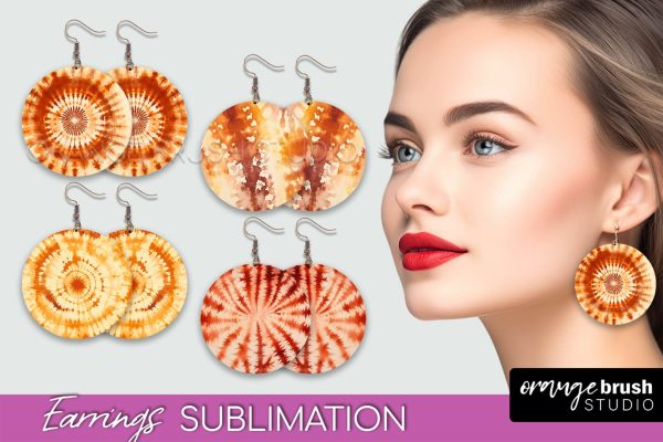 Autumn Tie Dye Earrings - Fall Round Earring Sublimation Cheap