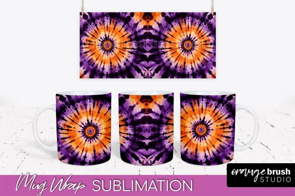 Halloween Tie Dye Coffee Mug Sublimation - Spooky Mug Wrap Online
