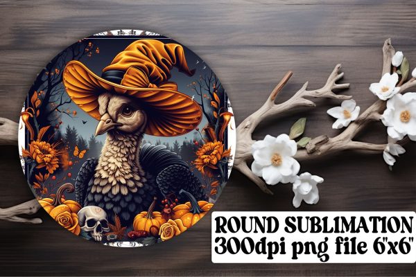 Fall Turkey Wrap Sublimation for Round Design PNG Online Sale
