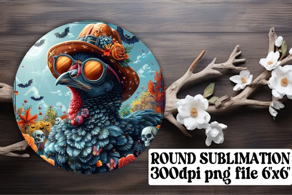 Round Design: Fall Turkey Design for Sublimation PNG Cheap