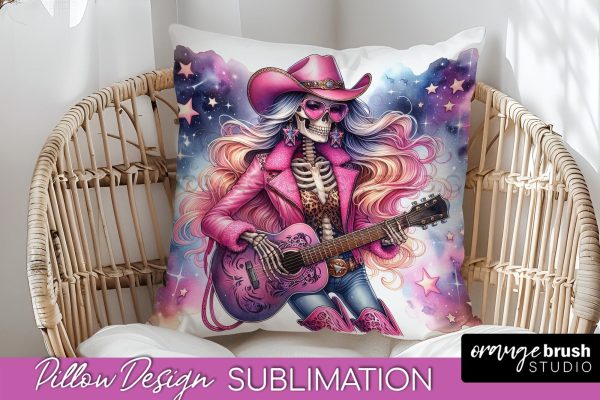 Cowgirl Pillow Sublimation - Halloween Skeleton Pillow Cover Fashion