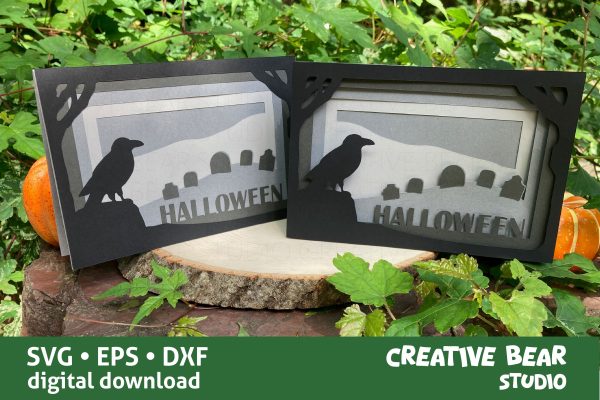 Halloween Raven Graveyard Shadow Box Card on Sale