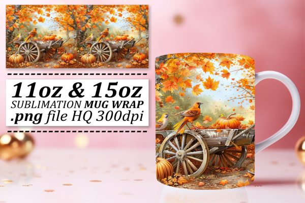 Fall Landscape Wrap for Mug Watercolor 11oz 15oz Online