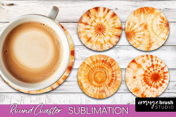 Autumn Tie Dye Round Coaster - Fall Coaster Sublimation Fashion