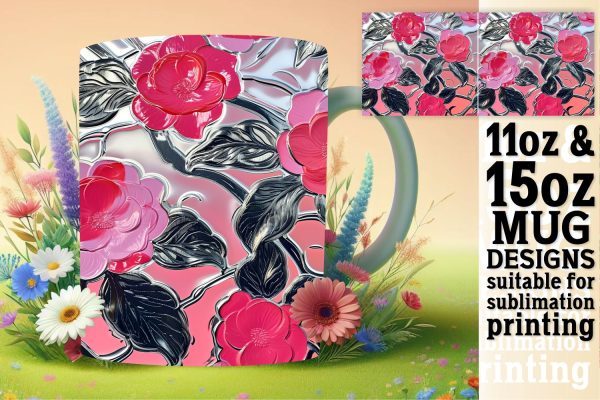 Flower Pattern for Mug Wrap 3D Discount