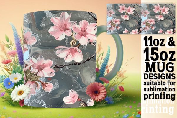 3D Flower Pattern Mug Wrap Online Sale