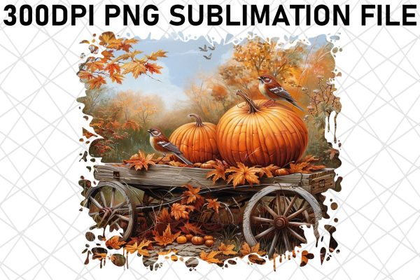 Watercolor Autumn Print Scene Sublimation PNG For Sale