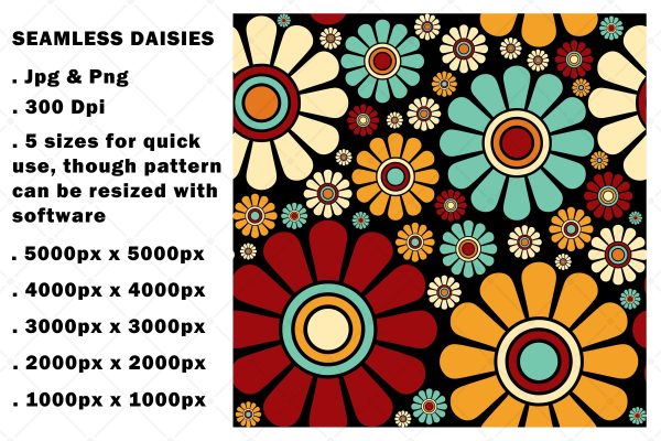 Seamless Daisies Colorful Flowers Repeating Floral Pattern Online