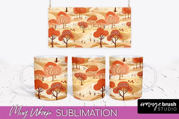 Fall Mug Wrap - Autumn Forest PNG Sublimation Design Discount