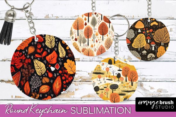 Fall Keychain - Autumn Forest Keychain Sublimation Designs For Sale