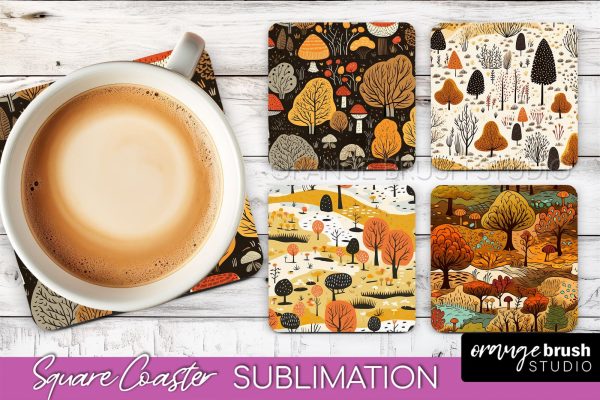 Fall Square Coasters - Autumn Forest Coaster Sublimation Online