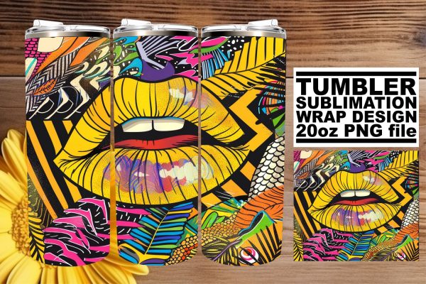 Colorful Lips Sublimation Wrap for 20oz Tumblers – Vibrant Design Discount