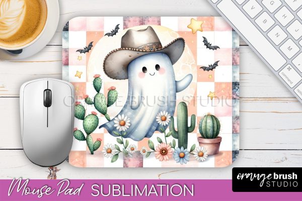 Western Halloween Mouse Pad, Ghost Mousepad Sublimation on Sale