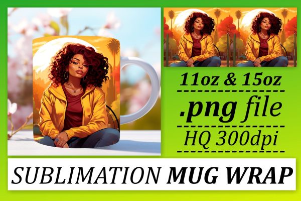 Sunset Mug Wrap Afro Woman 11oz 15oz Sale