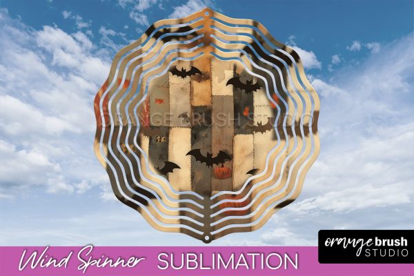 Patchwork Halloween Wind Spinner - Ghost Wind Spinner PNG Online now