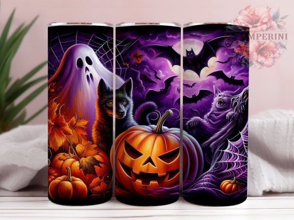Halloween Spooky 20oz Tumbler Wrap PNG, Halloween Monsters Tumbler PNG Sublimation Design, Straight & Tapered Tumbler Wrap, Instant Digital Download Online Hot Sale