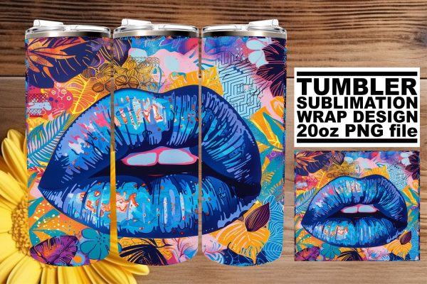 Vibrant Beauty Lips Tumbler Wrap – 20oz Sublimation Print Design For Sale