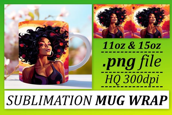 Afro Sunset Mug Wrap 11oz 15oz Design Online now