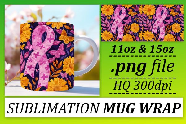 Beautiful October Mug – Pink Ribbon Sublimation Design 11oz & 15oz Online Hot Sale