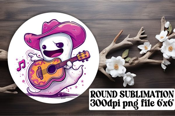 Adorable Pink Halloween Round Design with Ghosts Keychain Sublimation Online Hot Sale