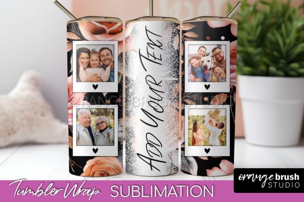 Flowers Photo Frame Tumbler Wrap Sublimation Add Photo Photo For Cheap