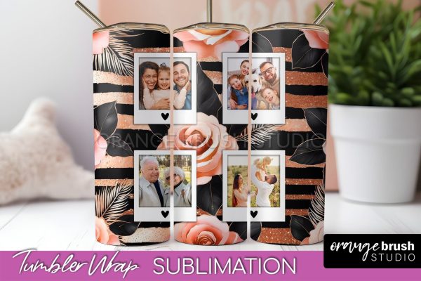Flowers Photo Frame Tumbler Wrap Sublimation Add Photo Photo Online Sale