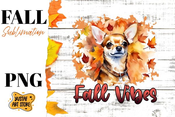 Fall sublimation design. Fall dog sublimation. Chihuahua PNG Online